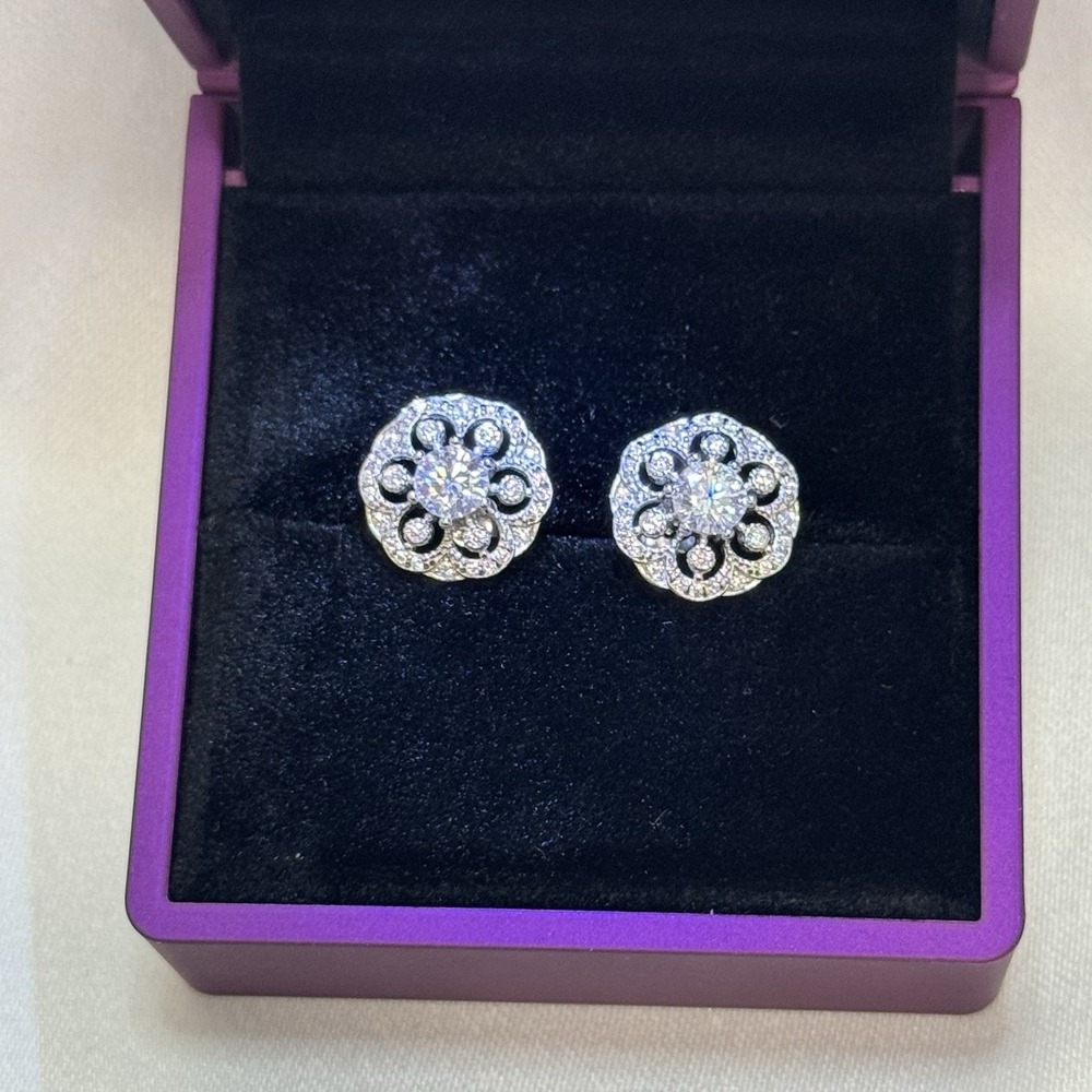 Moissanite Earrings- 5.0mm Each- .5 ct Each- Color D-GRA Tested